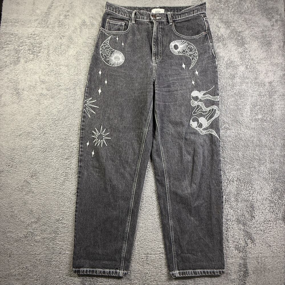 BDG Urban Outfitters Black Washed Cosmic Graphic Wide Leg Jeans